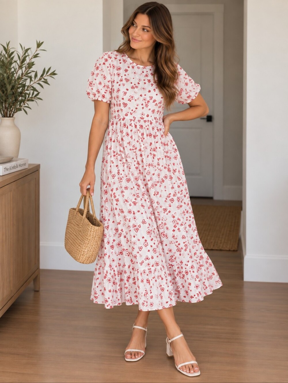 Sister Jane White Maxi Dress with Red Floral Print